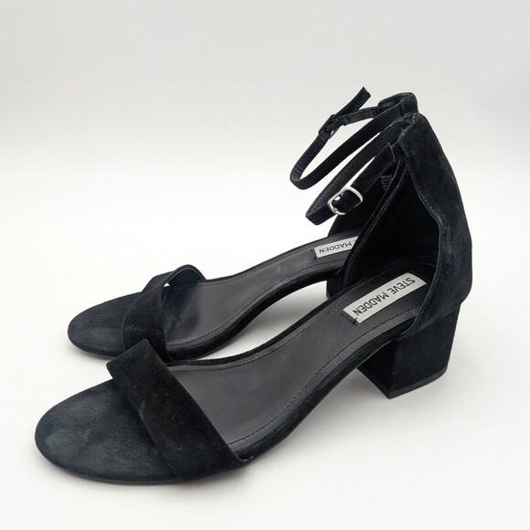 Steve Madden Irenee Heel Sandals Women's Ankle Strap Black Size US9.5M EU40 - Picture 1 of 10